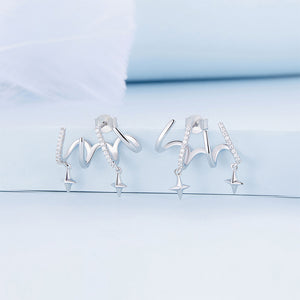 Simple Fashion Star Tassel Geometric Stud Earrings with Cubic Zirconia