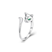 Load image into Gallery viewer, 925 Sterling Silver Simple Fashion Fox Shape Adjustable Open Ring with Cubic Zirconia