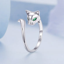 Load image into Gallery viewer, 925 Sterling Silver Simple Fashion Fox Shape Adjustable Open Ring with Cubic Zirconia