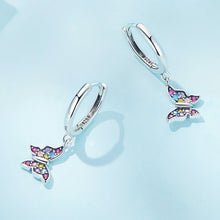 Load image into Gallery viewer, 925 Sterling Silver Simple Sweet Butterfly Earrings with Colorful Cubic Zirconia