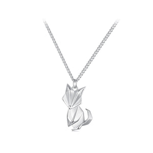 925 Sterling Silver Simple and Cute Fox Pendant with Necklace