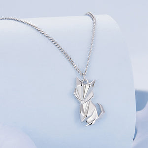 925 Sterling Silver Simple and Cute Fox Pendant with Necklace
