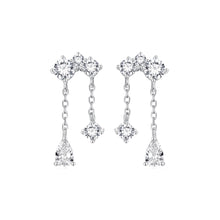 Load image into Gallery viewer, 925 Sterling Silver Simple Temperament Water Drop-shaped Geometric Tassel Earrings with Cubic Zirconia