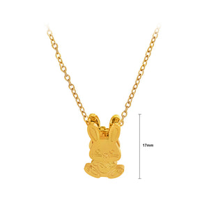 Simple and Cute Plated Gold 316L Stainless Steel Rabbit Pendant with Necklace