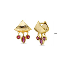 Load image into Gallery viewer, Fashion Temperament Plated Gold Triangle Geometric Tassel Earrings with Rose Red Cubic Zirconia