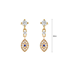 Load image into Gallery viewer, 925 sterling silver plated gold fashion personality devil&#39;s eye tassel earrings with cubic zirconia