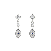 Load image into Gallery viewer, 925 sterling silver fashion personality devil&#39;s eye tassel earrings with cubic zirconia