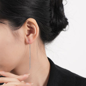 925 Sterling Silver Simple Temperament Geometric Tassel Earrings
