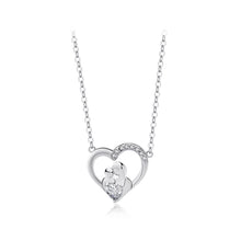 Load image into Gallery viewer, 925 Sterling Silver Fashion Temperament Mother Hollow Heart Pendant with Cubic Zirconia and Necklace