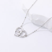 Load image into Gallery viewer, 925 Sterling Silver Fashion Temperament Mother Hollow Heart Pendant with Cubic Zirconia and Necklace