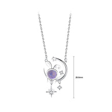 Load image into Gallery viewer, 925 Sterling Silver Creative Cute Rabbit Moon Pendant with Cubic Zirconia and Necklace