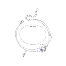 Load image into Gallery viewer, 925 Sterling Silver Simple and Cute Rabbit Moon Double Layer Bracelet with Cubic Zirconia