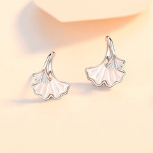 Load image into Gallery viewer, 925 Sterling Silver Simple Fashion Ginkgo Leaf Shell Stud Earrings