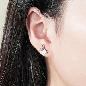 925 Sterling Silver Simple Fashion Ginkgo Leaf Shell Stud Earrings