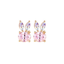 Load image into Gallery viewer, 925 Sterling Silver Plated Gold Lovely Brilliant Rabbit Stud Earrings with Cubic Zirconia