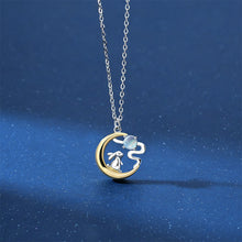 Load image into Gallery viewer, 925 Sterling Silver Fashion Creative Rabbit Golden Moon Moonstone Pendant with Necklace
