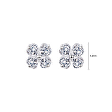 Load image into Gallery viewer, 925 Sterling Silver Simple Brilliant Four-leafed Clover Stud Earrings with Cubic Zirconia
