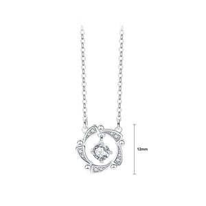 925 Sterling Silver Fashion Temperament Hollow Flower Pendant with Cubic Zirconia and Necklace