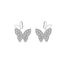 Load image into Gallery viewer, 925 Sterling Silver Brilliant Lovely Butterfly Stud Earrings with Cubic Zirconia