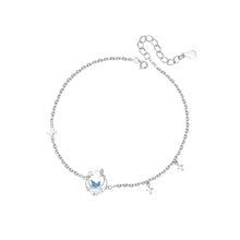 Load image into Gallery viewer, 925 Sterling Silver Fashion Temperament Butterfly Moon Bracelet with Blue Cubic Zirconia