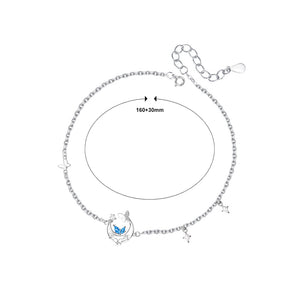 925 Sterling Silver Fashion Temperament Butterfly Moon Bracelet with Blue Cubic Zirconia
