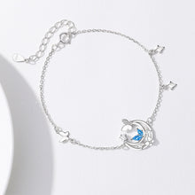 Load image into Gallery viewer, 925 Sterling Silver Fashion Temperament Butterfly Moon Bracelet with Blue Cubic Zirconia