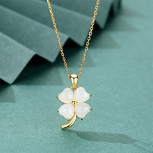 Load image into Gallery viewer, 925 Sterling Silver Plated Gold Fashion Simple Four Leafed Clover Pendant with Necklace