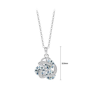 925 Sterling Silver Fashion Temperament Flower Pendant with Cubic Zirconia and Necklace
