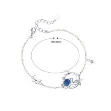 Load image into Gallery viewer, 925 Sterling Silver Fashion Creative Dark Blue Glass Planet Butterfly Bracelet with Cubic Zirconia