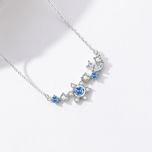 925 Sterling Silver Fashion Brilliant Snowflake Necklace with Cubic Zirconia