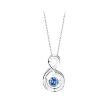 Load image into Gallery viewer, 925 Sterling Silver Simple Fashion Mobius Pendant with Blue Cubic Zirconia and Necklace