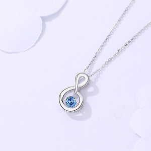 925 Sterling Silver Simple Fashion Mobius Pendant with Blue Cubic Zirconia and Necklace