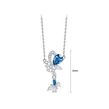 Load image into Gallery viewer, 925 Sterling Silver Elegant Brilliant Butterfly Tassel Pendant with Cubic Zirconia and Necklace
