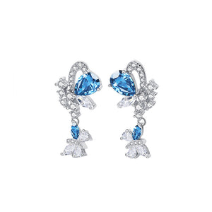 925 Sterling Silver Elegant Brilliant Butterfly Tassel Earrings with Cubic Zirconia