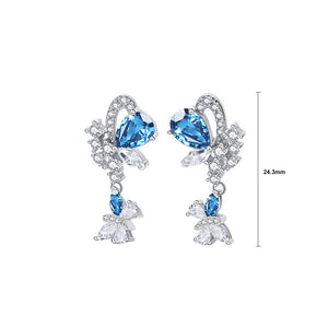 925 Sterling Silver Elegant Brilliant Butterfly Tassel Earrings with Cubic Zirconia
