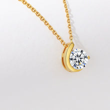 Load image into Gallery viewer, 925 Sterling Silver Plated Gold Simple Fashion Geometric Pendant with Cubic Zirconia and Necklace