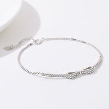 Load image into Gallery viewer, 925 Sterling Silver Simple Sweet Ribbon Bracelet with Cubic Zirconia
