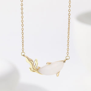 925 Sterling Silver Plated Gold Fashion Simple Koi Pendant with Necklace