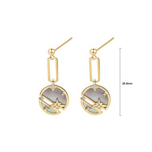 Load image into Gallery viewer, 925 Sterling Silver Plated Gold Fashion Simple Star Geometric Round Mother-of-Pearl Earrings with Cubic Zirconia