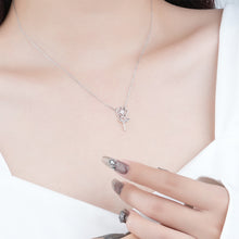 Load image into Gallery viewer, 925 Sterling Silver Simple Romantic Rose Pendant with Pink Cubic Zirconia and Necklace