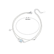 Load image into Gallery viewer, 925 Sterling Silver Fashion Simple Planet Blue Glass Stone Star Double Layer Bracelet