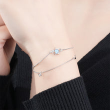 Load image into Gallery viewer, 925 Sterling Silver Fashion Simple Planet Blue Glass Stone Star Double Layer Bracelet