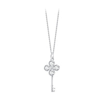 Load image into Gallery viewer, 925 Sterling Silver Fashion Simple Four-leafed Clover Key Pendant with Cubic Zirconia and Necklace