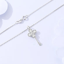 Load image into Gallery viewer, 925 Sterling Silver Fashion Simple Four-leafed Clover Key Pendant with Cubic Zirconia and Necklace