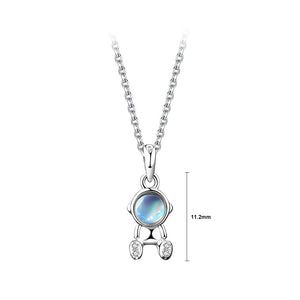 925 Sterling Silver Fashion Creative Astronaut Moonstone Pendant with Necklace