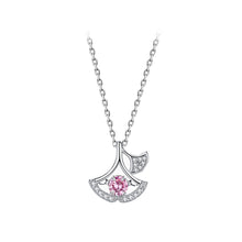 Load image into Gallery viewer, 925 Sterling Silver Fashion Simple Gingko Leaf Pendant with Cubic Zirconia and Necklace