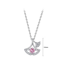 Load image into Gallery viewer, 925 Sterling Silver Fashion Simple Gingko Leaf Pendant with Cubic Zirconia and Necklace