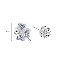 Load image into Gallery viewer, 925 Sterling Silver Fashion Simple Four-leafed Clover Asymmetric Stud Earrings with Cubic Zirconia