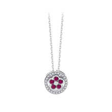 Load image into Gallery viewer, 925 Sterling Silver Fashion Simple Flower Circle Pendant with Cubic Zirconia and Necklace