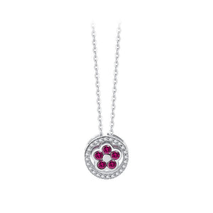 925 Sterling Silver Fashion Simple Flower Circle Pendant with Cubic Zirconia and Necklace